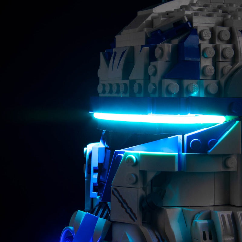 Detail view of the 854 piece helmet set