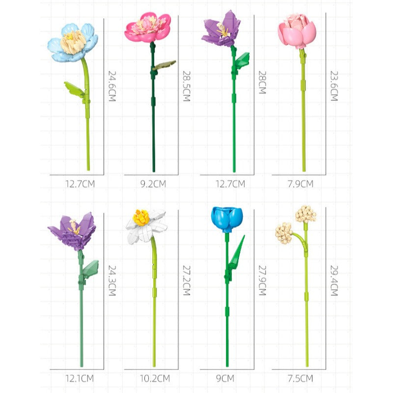 Fingertip Romance flower building block set side view