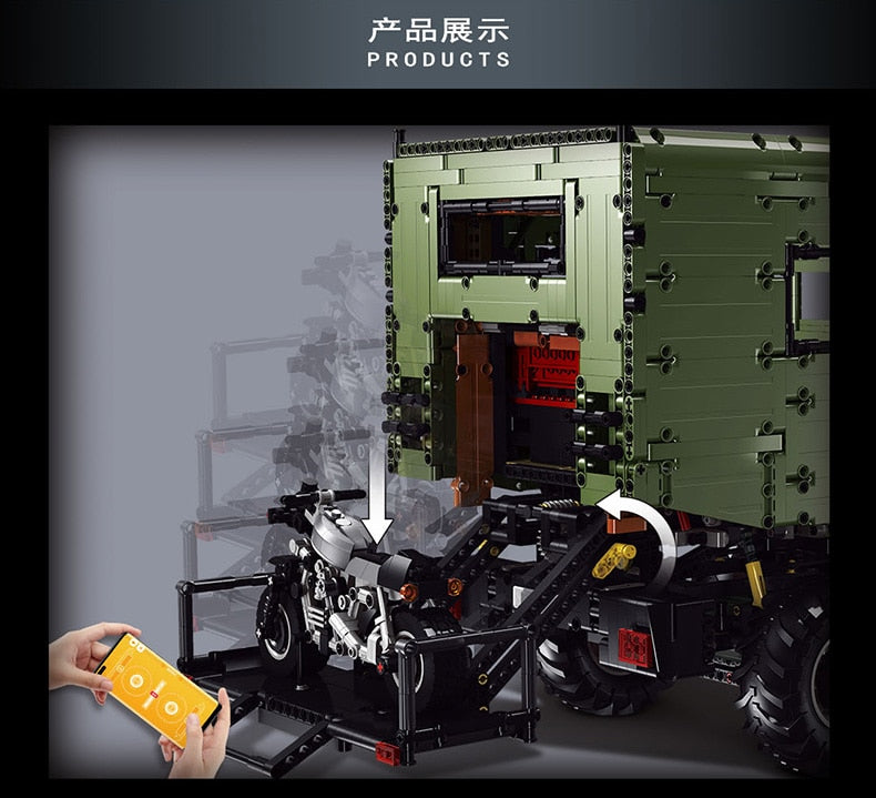 off-road utility truck building block model, front grille and headlight detail