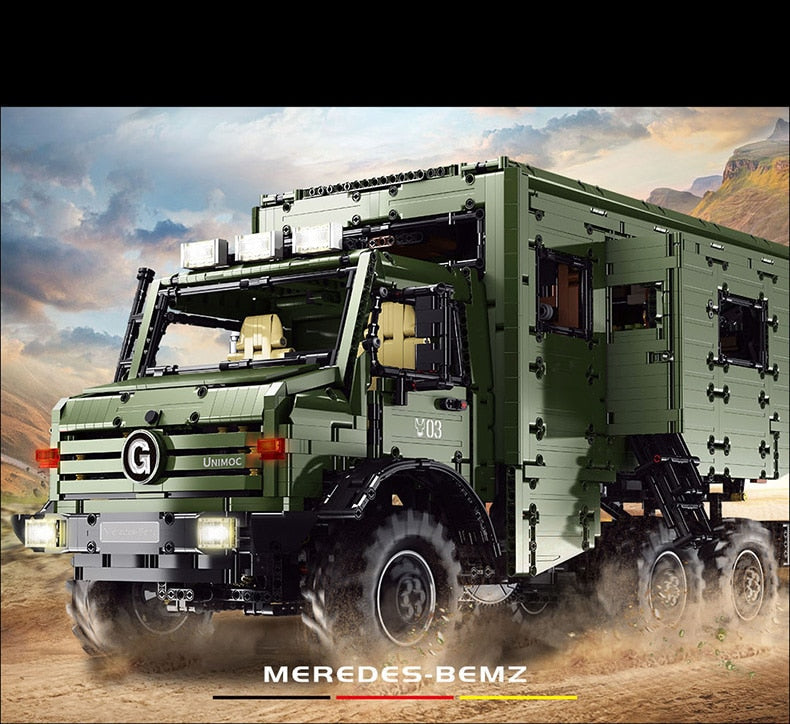 off-road utility truck building block model, wheel and tire detail