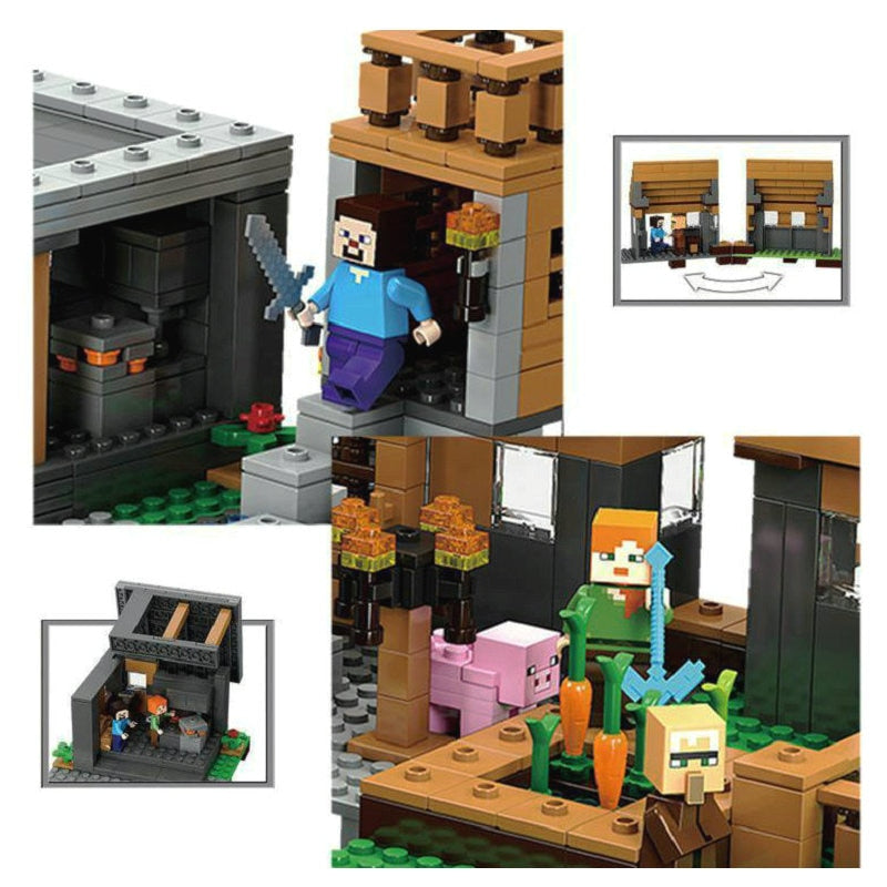 Interior detail of a house within a blocky village building set