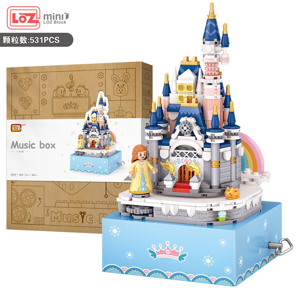 Castle music box mini brick building set, fully assembled