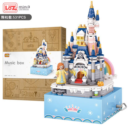 Castle music box mini brick building set, fully assembled