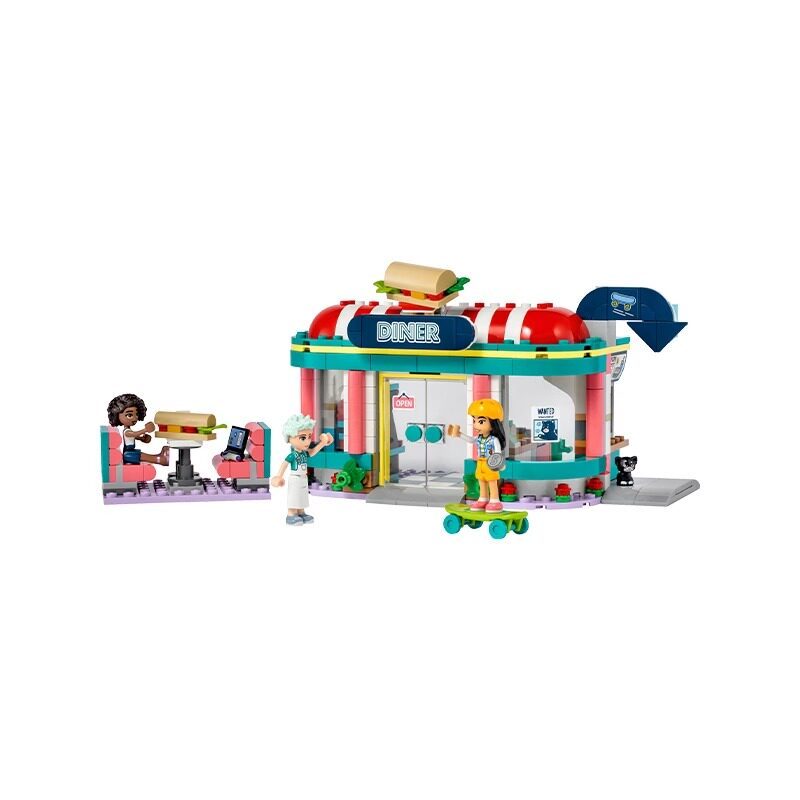 Top-down view of the diner building block set
