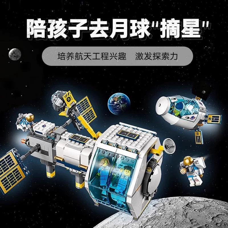 Full view of the lunar space station building block set