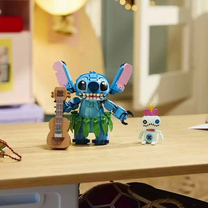 Front view of the finished Stitch and Scrump brick model