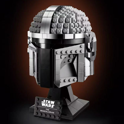 Close-up of the helmet visor detail in bricks