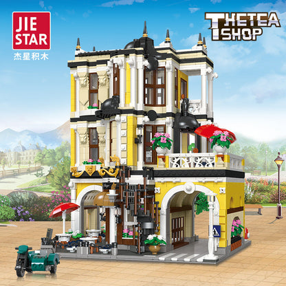 None-piece tea shop building block model front view