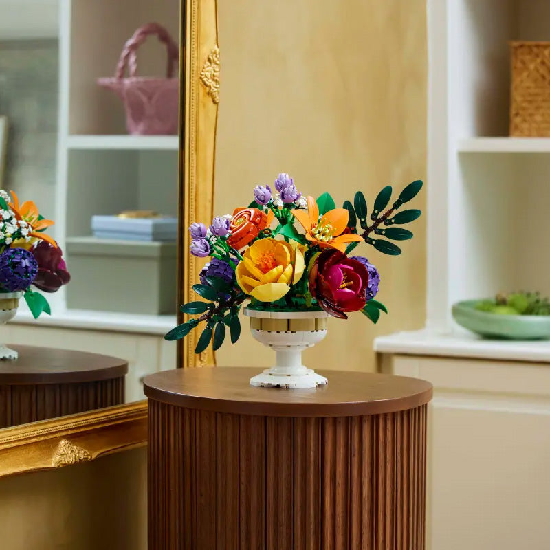 Front view of the brick-built flower bouquet