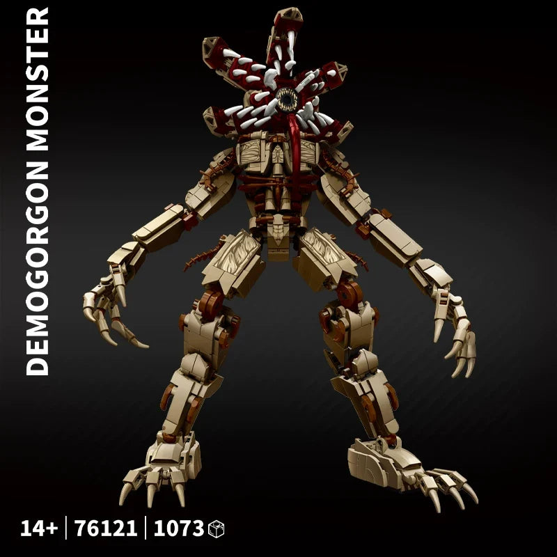 Floral demon head Shadow Monster building block set, side angle