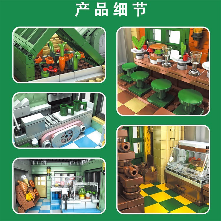french restaurant building block set finished set detail