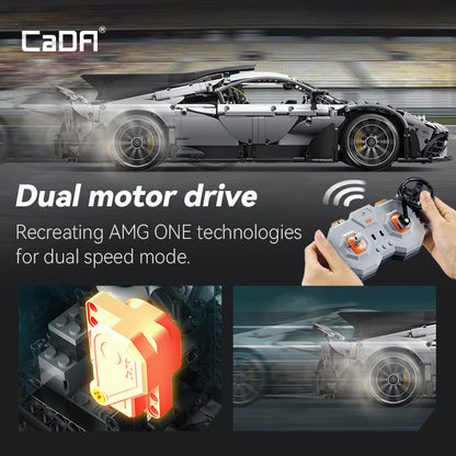 RC hypercar building block model, rear view