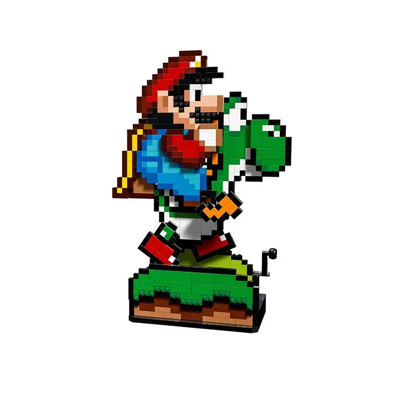 Another product photo of the completed Mario and Yoshi build