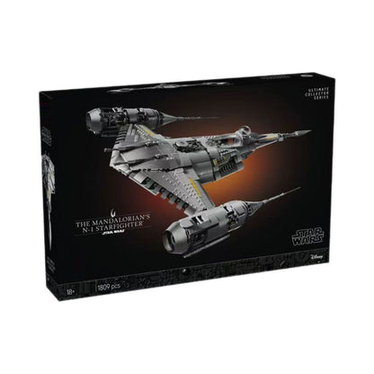 Side view of the finished N-1 Starfighter brick model