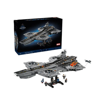 Flying command ship building block model, aerial view