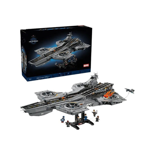 Flying command ship building block model, aerial view