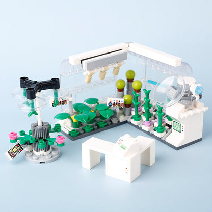 Close view of the 194 piece research scene