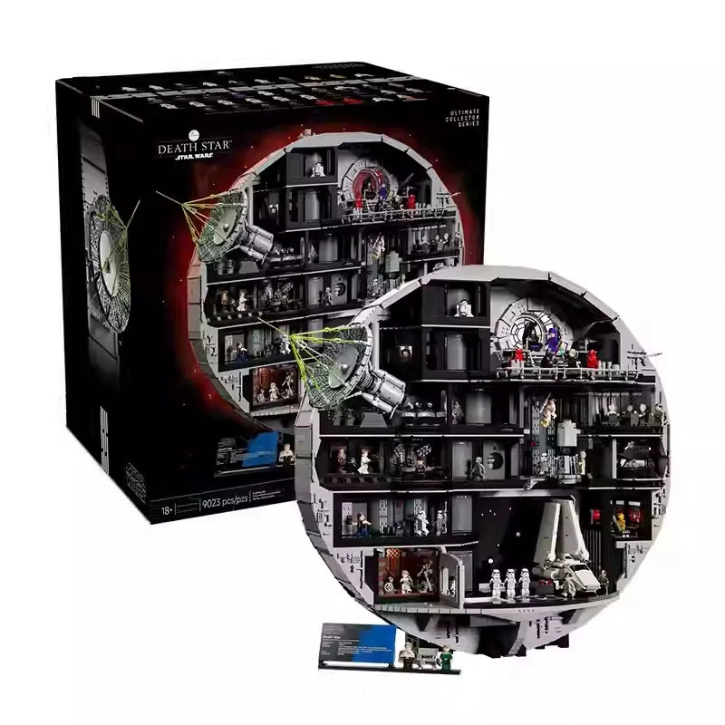 Full sphere view of the 9023-piece Death Star battle station building set