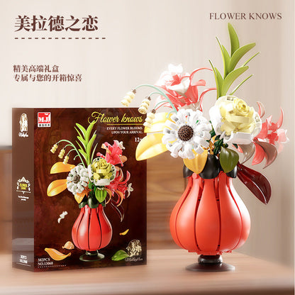 Potted plant building block set side view