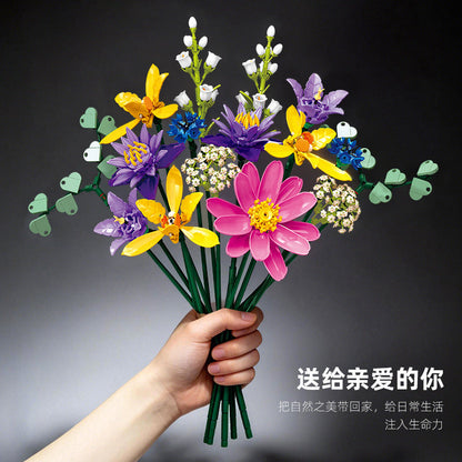 Blooming in Splendor flower building block set, close-up detail
