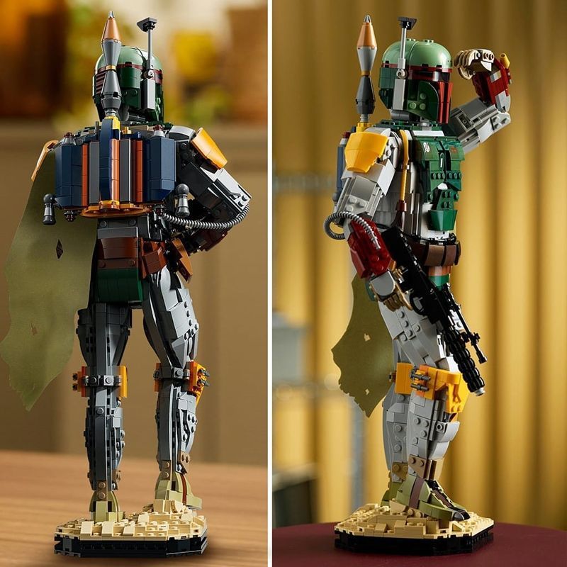 Front view of the finished Boba Fett brick model