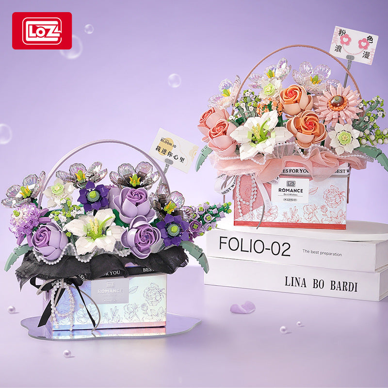 Mini brick hand-held bouquet building block set