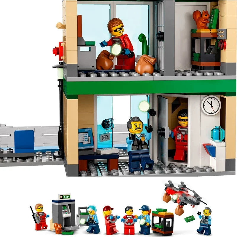 Full police chase scene building block diorama