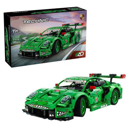 Porsche 911 GT3 R race car building block set, 1313-piece ABS plastic model