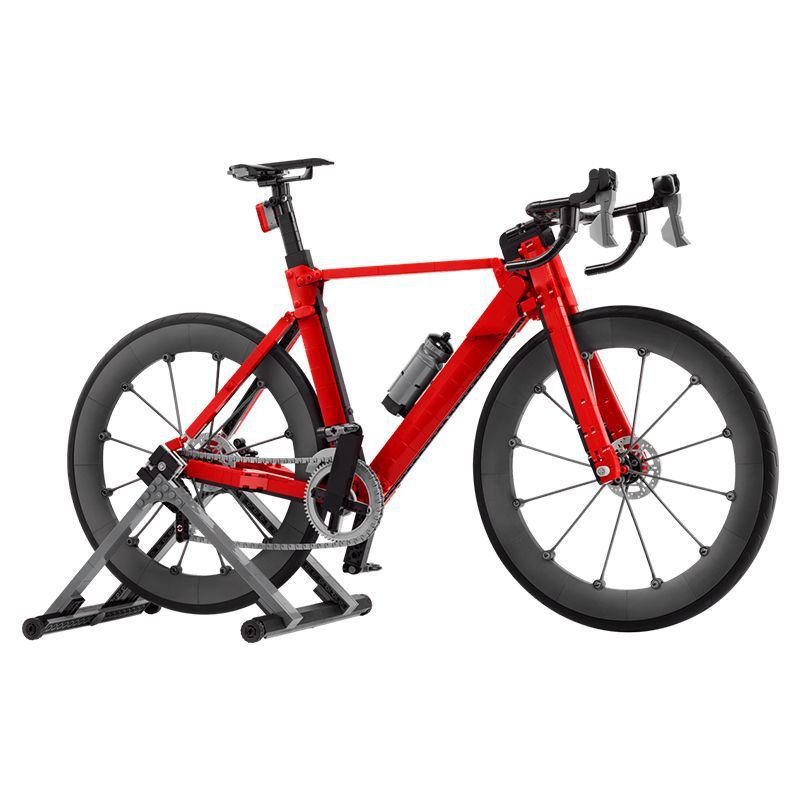 Road bike model standing upright on display