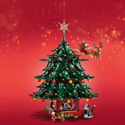 Family Christmas Tree Decoration building block model, front view