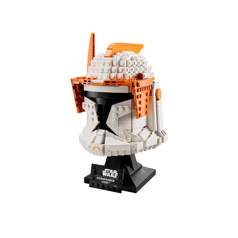 Rear view of the assembled helmet building block model