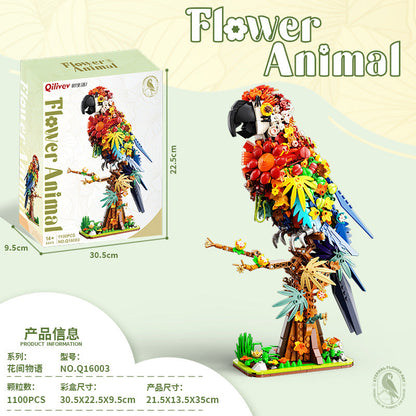 Flower animal building block set, parrot version