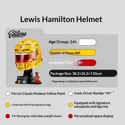 Close-up of driver helmet brick detailing