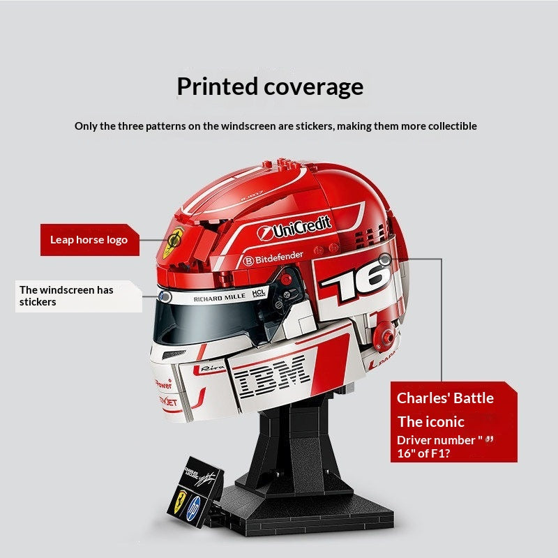 Rear detail of the racing helmet building block set