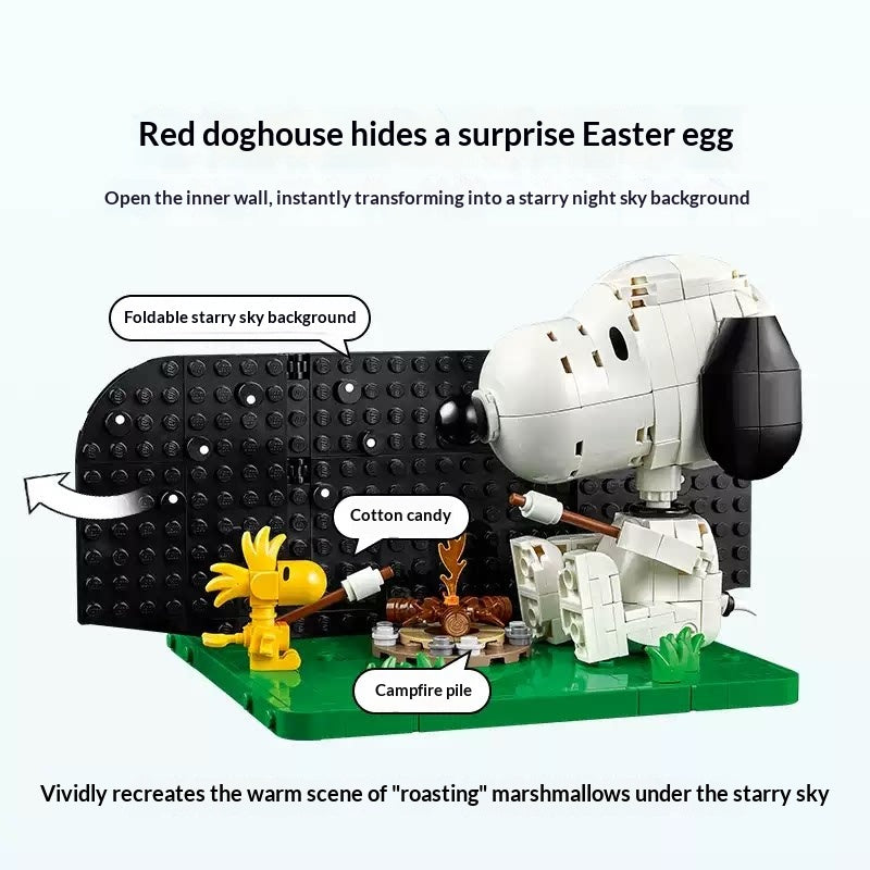 Rear angle of the comic character doghouse building set