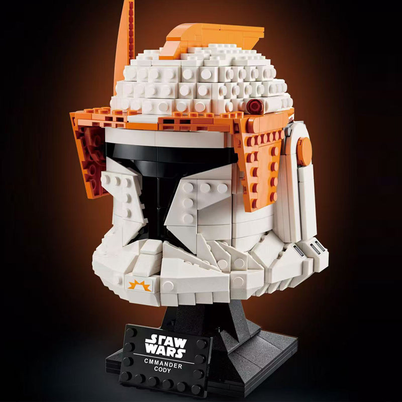 Front view of the 766-piece helmet building set
