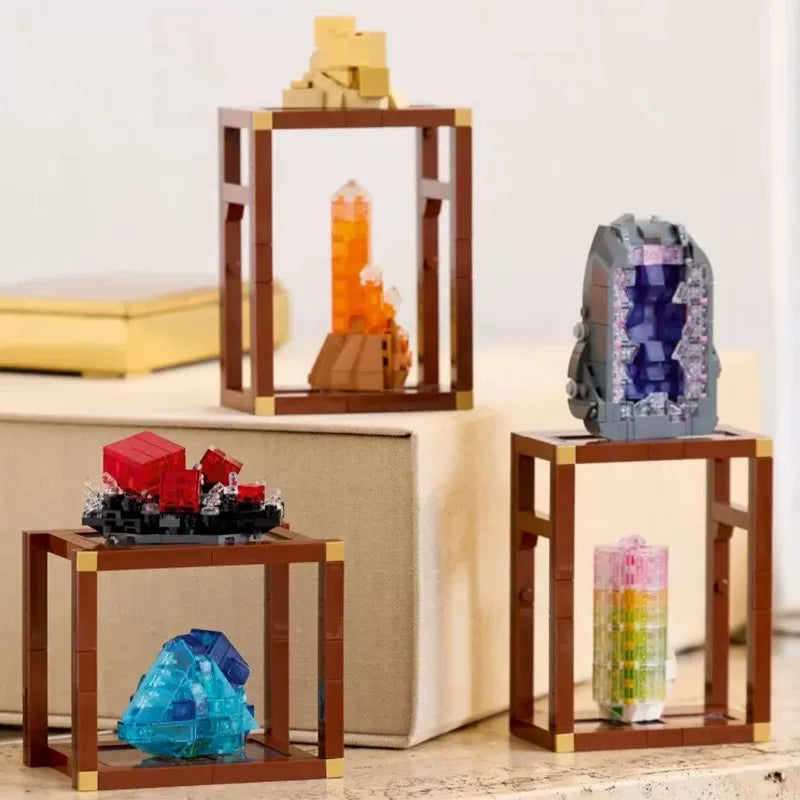 Overhead view of the assembled crystal collection display