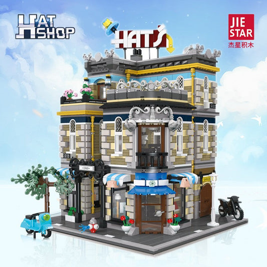 Hat Store Building Block Set – 3140 PCS – full display view