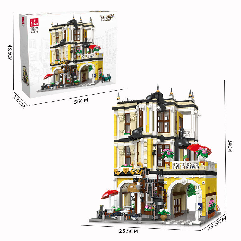 tea shop building block set full model overview