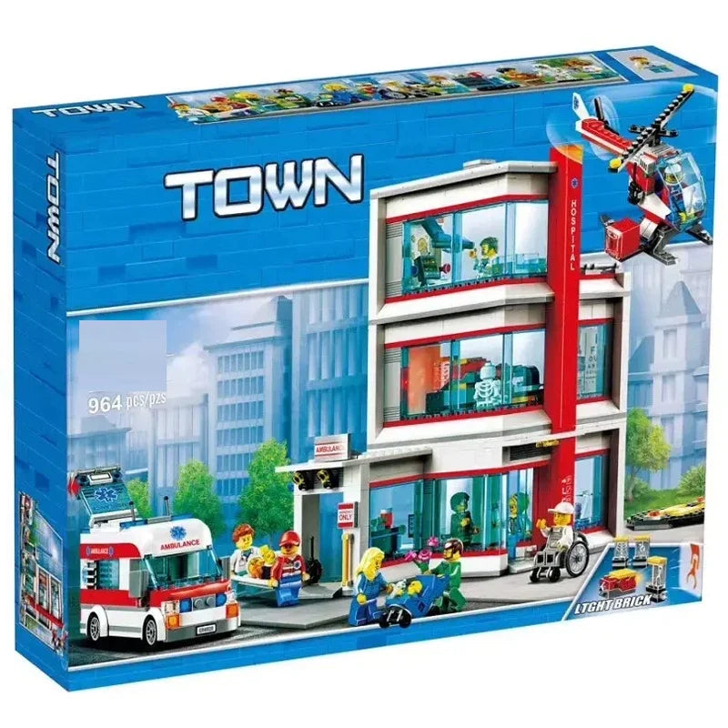 Full view of the multi-level hospital building block structure