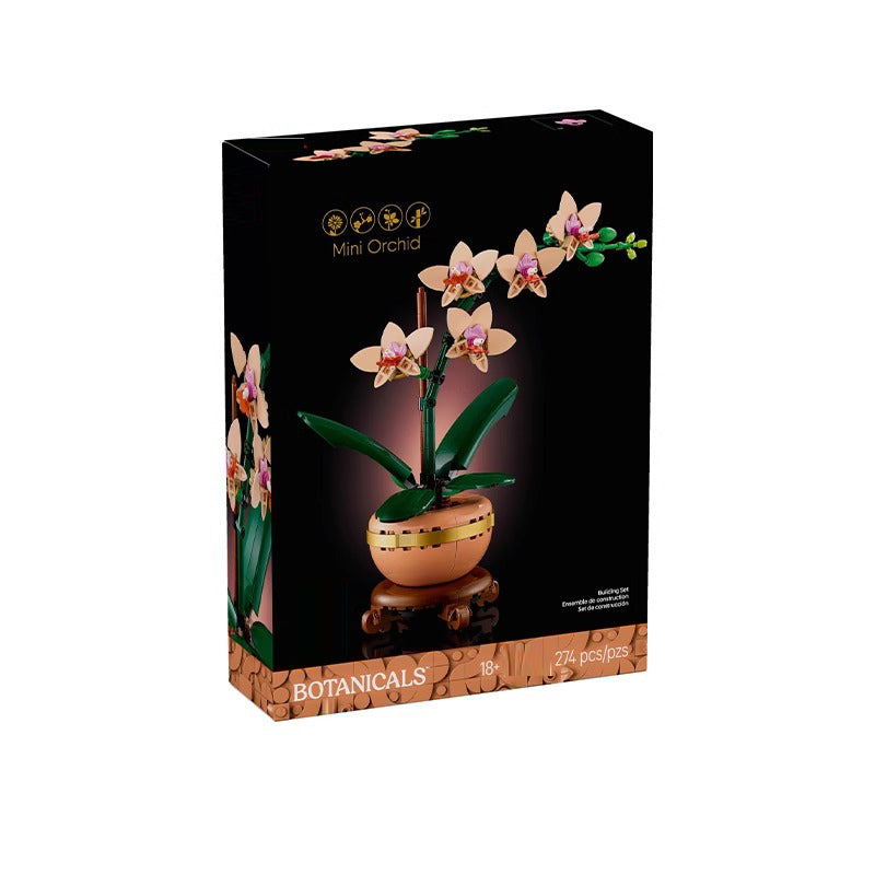 Mini orchid flower building block set assembled in bricks
