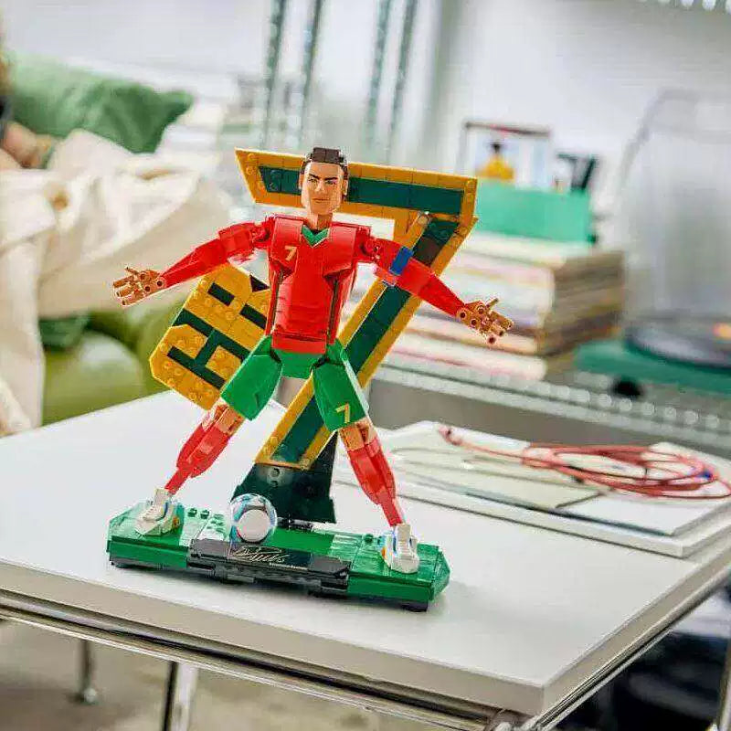 Assembled football player brick model, gallery photo