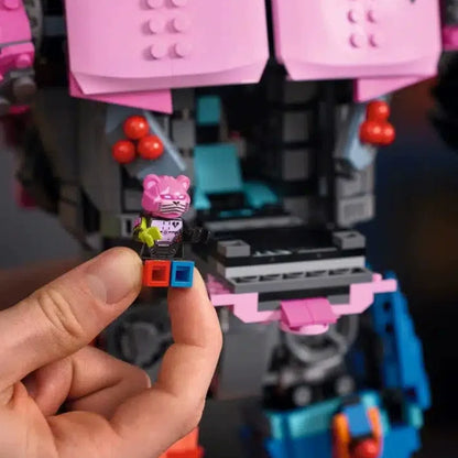 Close-up of mecha robot details in ABS plastic bricks