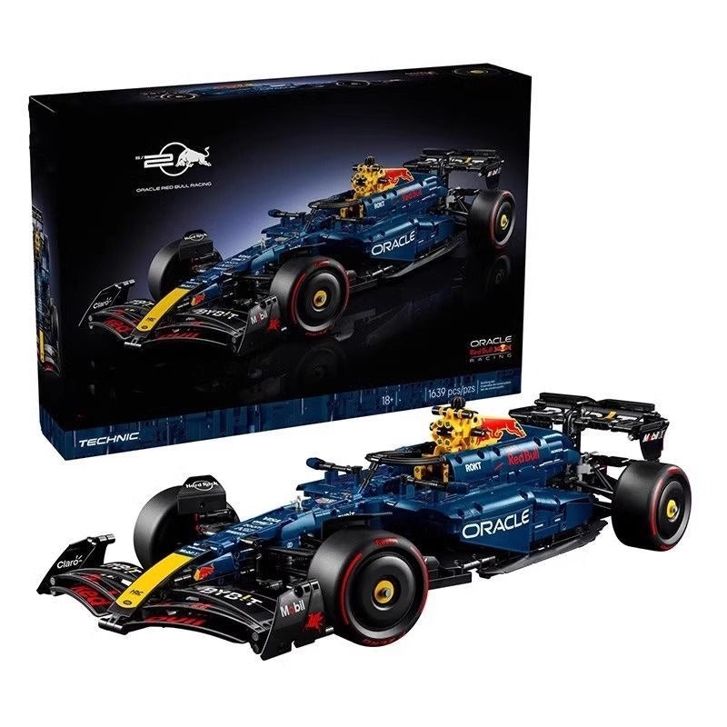 Championship Formula racing car building block model, front view