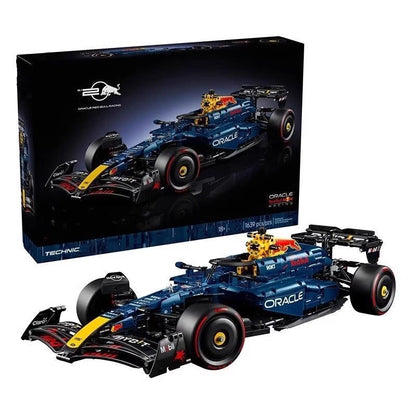Championship Formula racing car building block model, front view