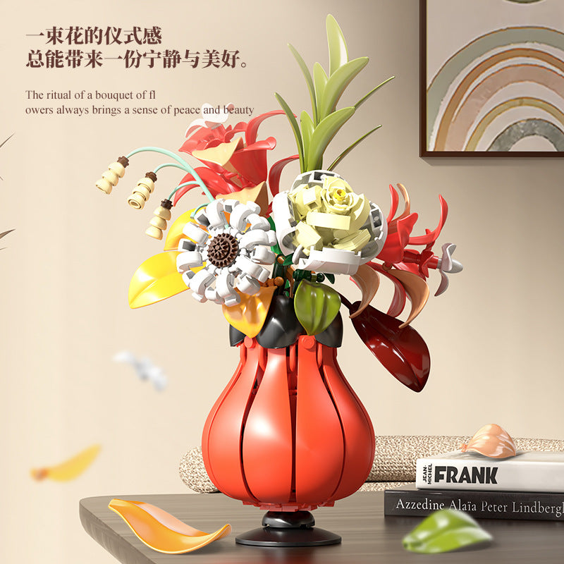 Potted plant building block set assembled display