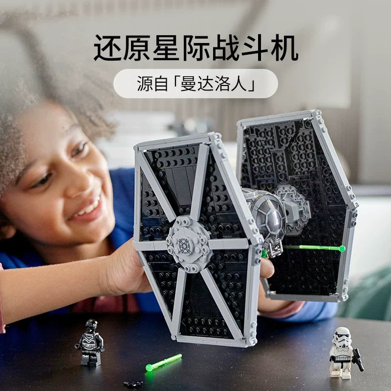 Close-up of space fighter building blocks