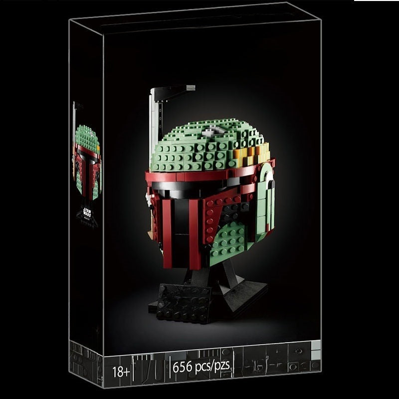Close-up of helmet details in the building block set
