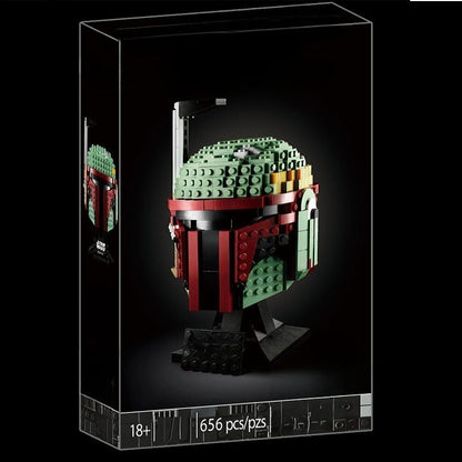 Close-up of helmet details in the building block set
