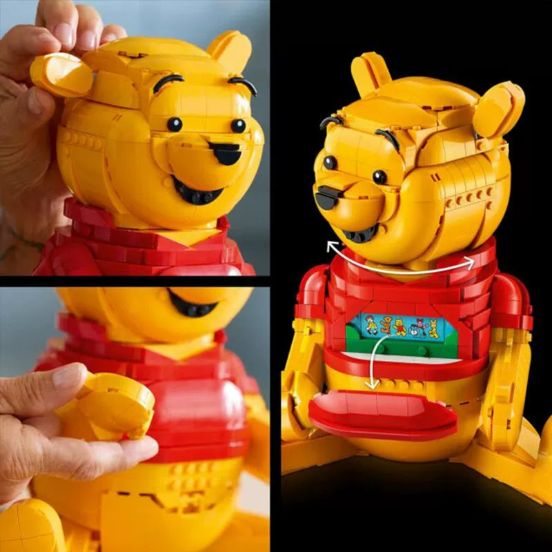 Close-up detail of the Pooh brick build